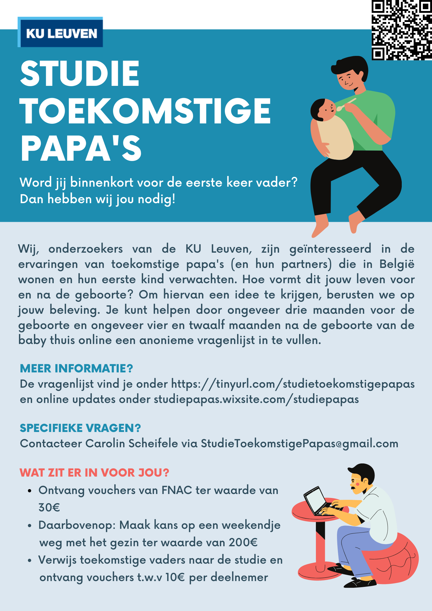 Onderzoek KU Leuven naar beleving ouderschap bij toekomstige papa's.