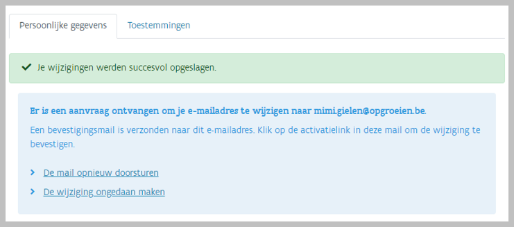melding aanpassen mailadres